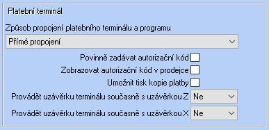 Připojení platebního terminálu Prodejna SQL Následuje nastavení propojení platebního terminálu a pokladní aplikace.