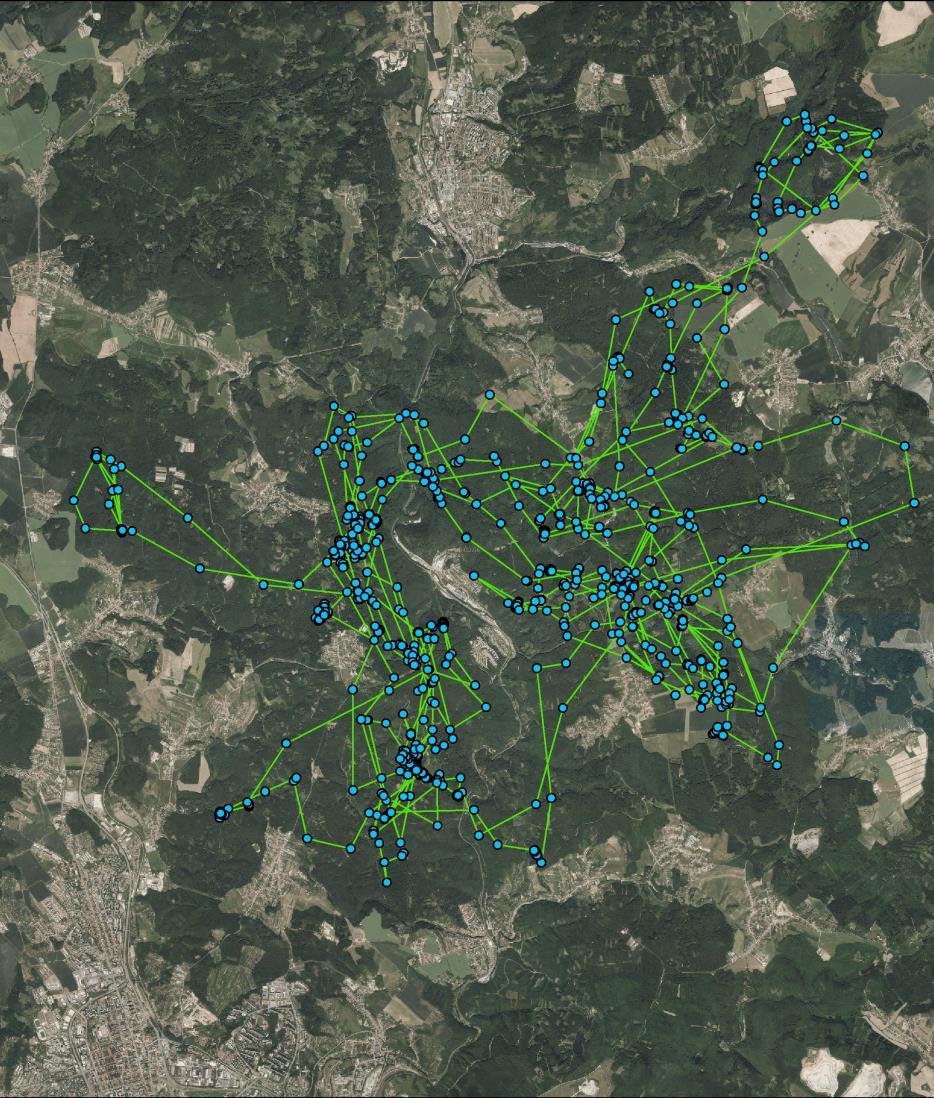 18 km za deň rozmedzie od 0.79 km do 9.