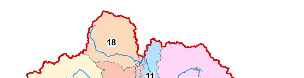 Obr. č.1 Rozdělení na dílčí povodí D.1.1 Srážko-odtokové charakteristiky území Průtoky ve vodních tocích jsou výslednicí působení tří hlavních činitelů, které jsou: fyzicko-geografické, tj.