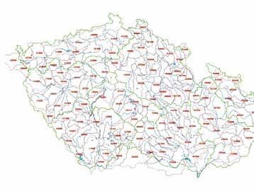 Obr. 2. Mapa řešené oblasti s jednotlivými mezipovodími Fig. 2. Study area with intercatchments VÝSLEDKY A DISKUSE Průměrný roční odtok za období 1981 15 je zobrazen na obr. 3 (nahoře).