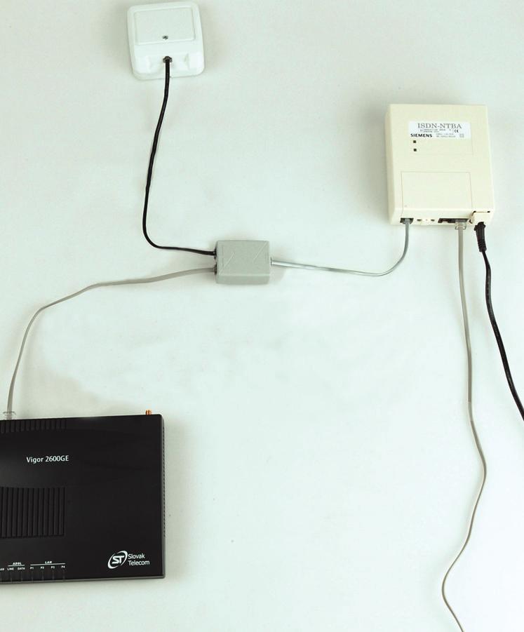Schéma celkového zapojenia DSL v prípade ISDN linky 2.