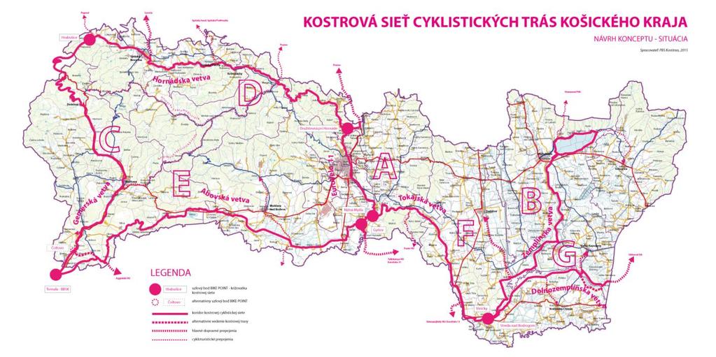 Ako je na prvý pohľad zrejmé nie všetky tieto cyklotrasy ležia v koridoroch plánovanej kostrovej