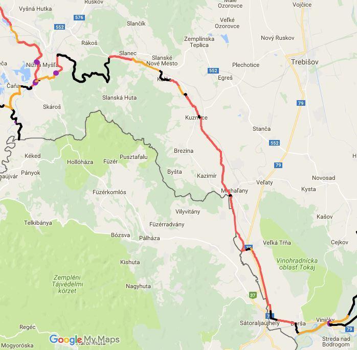Vetva F Tokajská vetva je charakteristická zaujímavým prechodom po lesných cestách cez pohorie Slanské vrchy a následne údolím okolo riečky