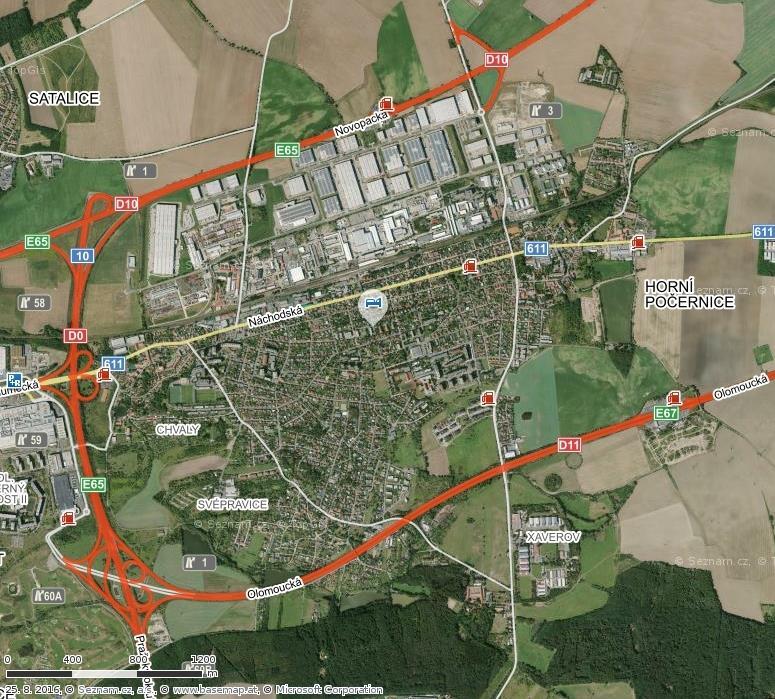 Horní Počernice jsou obklíčeny třemi dálnicemi, střed města protíná železniční trať a na severu se nachází obří logistický areál D10 P3 Park Železnice Denně projede na území Horních Počernic (SOKP