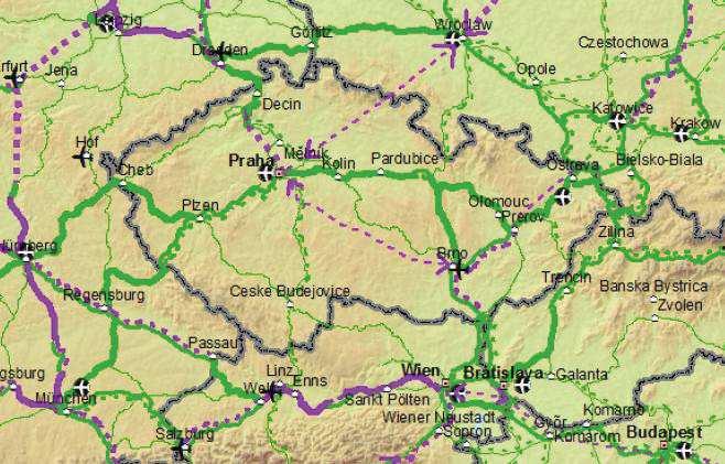 E 40 Le Havre Paris Forbach Frankfurt (M) Schirnding Cheb Plzeň Praha Olomouc Hranice na M.