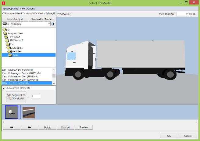 Obr. 5-2: Zadávání parametrů nákladního vozidla (vlevo) a simulace nehody (vpravo) Obr. 5-3: Ukázka za v modelu při podílu nákladních vozidel 10