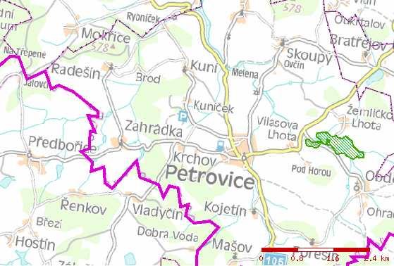 Obr. č.5 - Nejblíže situovaná EVL Horní a Dolní obděnický rybník C.I.1.2 Ptačí oblasti v okolí záměru Ptačí oblasti se v okolí záměru nenachází. C.I.2 Zvláště chráněná území Zvláště chráněná území se v blízkosti záměru nenachází.