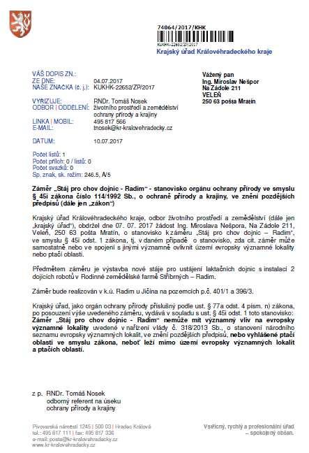 H.2 Stanovisko orgánu ochrany přírody ve smyslu 45 i Zákona č.