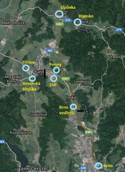 DOPRAVNÍ MODEL V PROGRAMU AIMSUN Obrázek 6: Centroidy a dopravní směry Následně byl sestaven odhad matice přepravních vztahů na základě známého procentuálního počtu odbočujících vozidel na