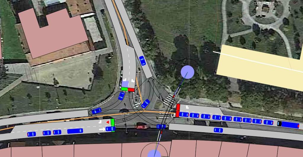 DOPRAVNÍ MODEL V PROGRAMU AIMSUN Dále byla modelována styková křižovatka II/385 / II/386 řízená světelnou signalizací.