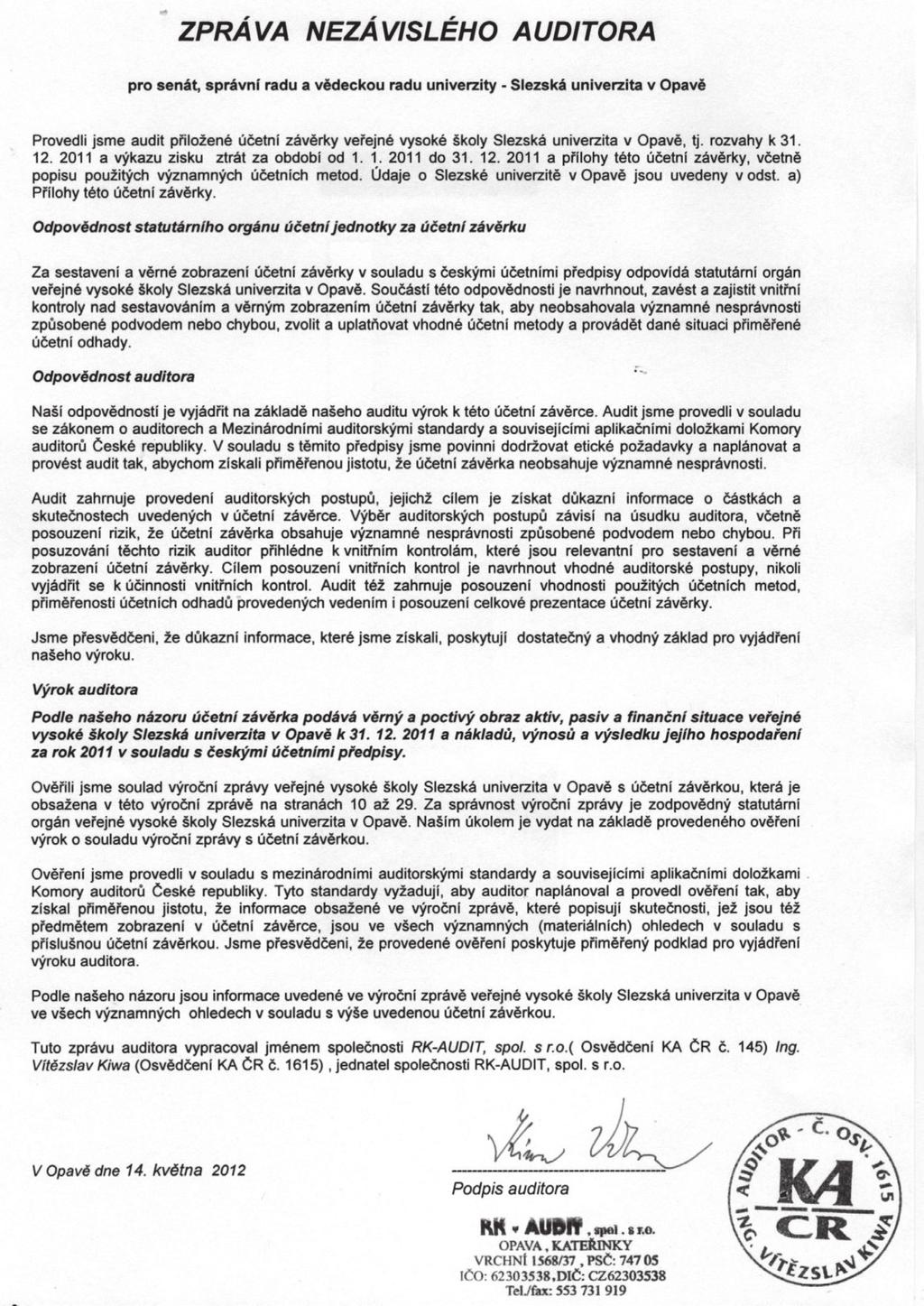2.4 Výrok auditora Výroční