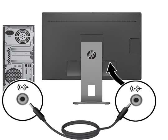 4. Připojte konektor typu B kabelu pro odchozí data do portu USB pro odchozí data na zadní straně monitoru.