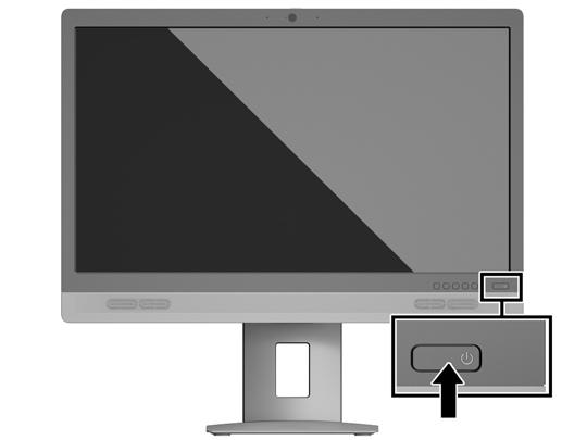 Zapnutí monitoru 1. Počítač zapněte stiskem tlačítka napájení. 2. Monitor zapněte stiskem tlačítka napájení na přední části.