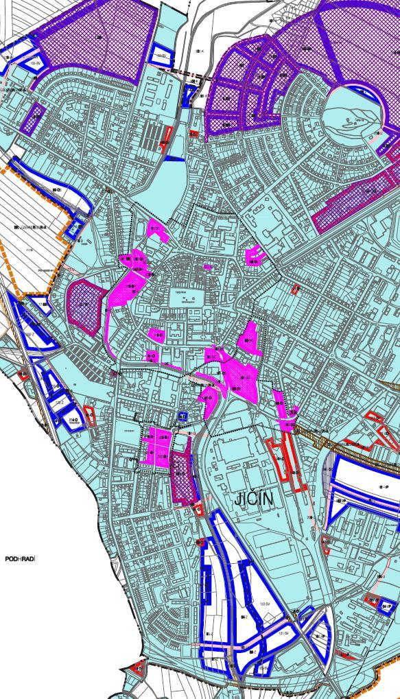 4.5 Analýza podkladů ÚPD Navrhovaná opatření leží na k. ú. Města Jičín. Dle územního plánu se navrhovaná opatření nacházejí v zastavěné či zastavitelné ploše, případně na ploše přestavby.
