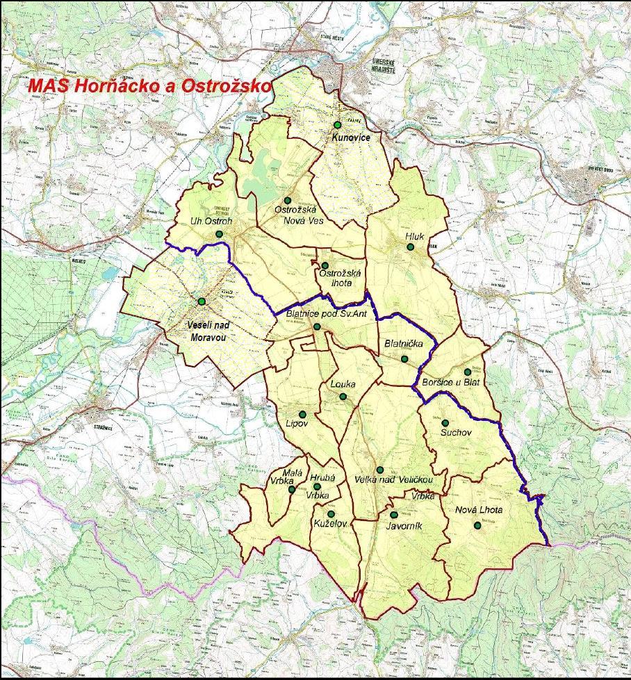 Rozloha regionu je 328,77 km 2, hustota obyvatel 100,49 obyvatel/ km 2 a počet obyvatel MAS 42 580. Katastrální území MAS je znázorněno na mapě 1. 1. Členská základna JAKÝ BYL ROK 2014 V roce 2014 členská základna MAS dosáhla celkový počet členů 33.