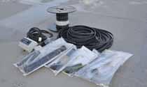 Na základě měření si připravte patřičné množství materiálu: samoregulační topný kabel FroStop Black počítejte 1m topného kabelu na 1 m žlabu/ svodu, připojovací a ukončovací sady, fixační materiál