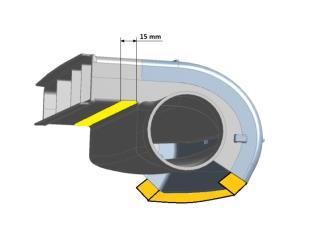 Modifikace eliminátoru EVO s cílem zvýšit jeho účinnost při minimalizaci tlakových ztrát Možnost zpětného nasátí proudu s již odloučenými částicemi Lepšího