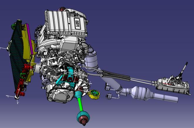 motor chladicí okruh 3D model motorového prostoru (řešeno 1D přístupem - diskretizace) detailní definice tepelného výměníku ventilátor
