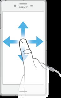 Přejíždění prstem Posun nahoru nebo dolů v seznamu Posun doleva nebo doprava, například mezi panely obrazovky Plocha. Přejetím doleva nebo doprava zobrazíte další možnosti.