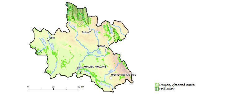 4.3 Natura 2000 V roce 2016 se v Královéhradeckém kraji nacházelo nebo do něj zasahovalo 81 lokalit soustavy Natura 2000 (Obr. 4.3.1).
