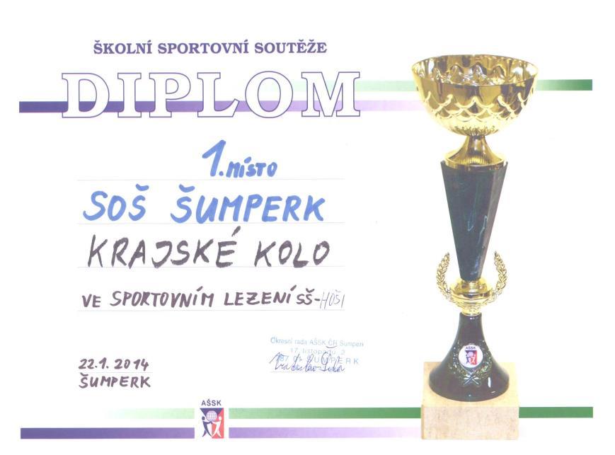 10.3. Ocenění ve sportovních soutěžích 1. místo - okresní kolo šplh dívky 1. místo - krajské kolo sportovního lezení dívky 1. místo - krajské kolo sportovního lezení hoši 1.