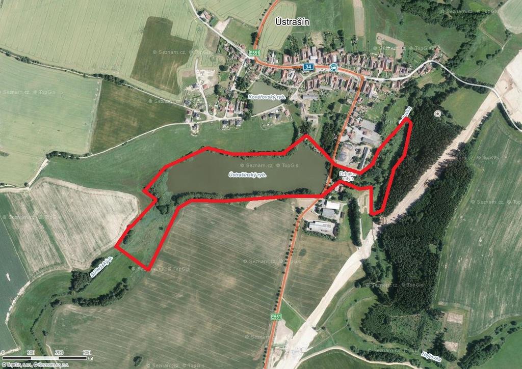 Ústrašín orientační turistická mapa