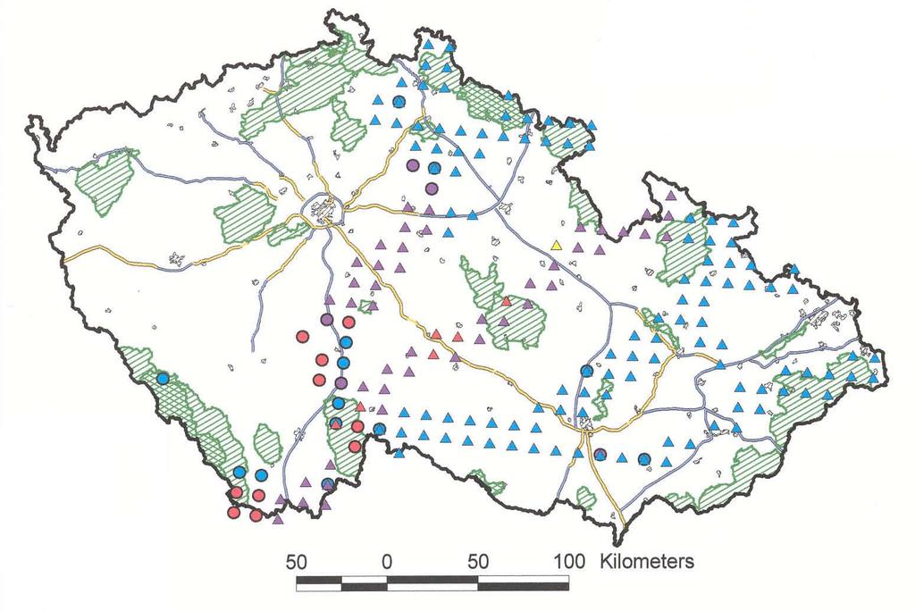 MAPA ROZŠÍŘENÍ A MIGRACE LOSA EVROPSKÉHO Migrace Hlavní prokázané Hlavní předpokládané Hlavní žádoucí Vedlejší prokázané Vedlejší předpokládané VCHÚ CHKO NP