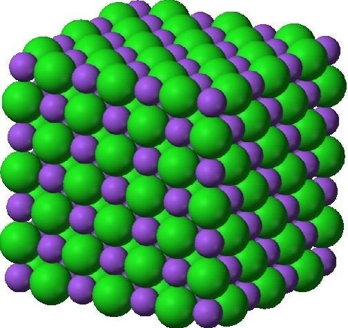 Př. 7: Krystalová mřížka NaCl se skládá ze dvou stejných typů buněk, které jsou vzájemně posunuty a tím propleteny.