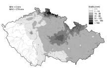 Precipitation amount (mm) on 11 August 2002, Czech Republic. Mapa 7 Úhrn srážek (mm) 12. 8.