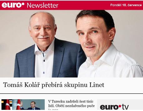 Online Newsletter EURO NEWSLETTER Denní výběr ze zpravodajství webu Euro.cz. Cílová skupina: socioekonomická skupina AB. Newsletter je pro odběratele zdarma, objednat lze přímo na www.euro.cz. Chcete každý den vědět to nejdůležitější, co se objeví v seriózních médiích?