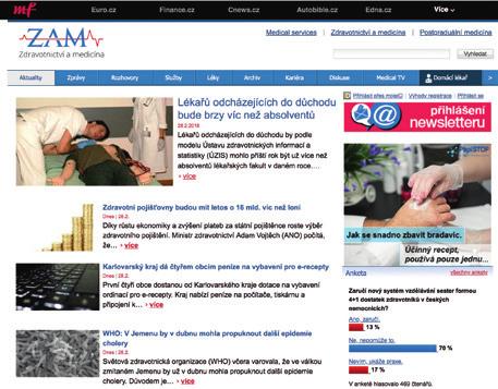 Online Zdravotnictví a medicína www.zdravi.euro.cz ZDRAVI.EURO.CZ Odborný web sdružující veškeré B2B zdravotnické tituly vydavatelství Mladá fronta.
