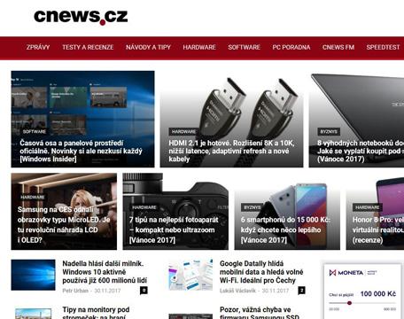 Online www.cnews.cz CNEWS.CZ Magazín Cnews.cz je čtvrtým nejnavštěvovanějším českým webem zaměřeným na IT zpravodajství.