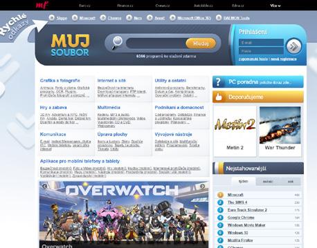 Online www.mujsoubor.cz MŮJSOUBOR.CZ Web Můjsoubor.cz svým návštěvníkům nabízí ke stažení více než 6000 aplikací, programů a her zdarma.