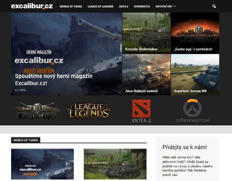 Online www.excalibur.cz EXCALIBUR.CZ Excalibur.cz je herní magazín psaný samotnými hráči, určený hráčům oblíbených online her, jako je například World of Tanks, League of Legends, Dota 2 apod.