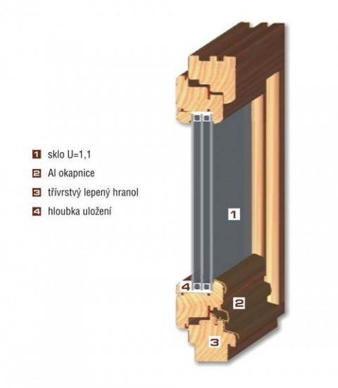 Okna vyrobená z profilu IV 78 s izolačním trojsklem U=0,7 a prostupem okna U=1,14 W/m2K se řadí ke špičkovým výrobkům v našem stavebnictví.