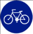 Vstup je povolen jen chodcům cyklista musí z kola sesednout a kolo vést. Jet zde může např. jezdec na inline bruslích nebo skateboardu. Stezka pro cyklisty. Zde může cyklista kolo i vést.