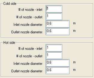 Obr.3.21 Tabulky možností oken Nozzles a Materials V těchto několika málo krocích byl specifikován deskový výměník a je možné spustit jeho výpočet.