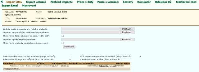 Po výběru souborů s předávanými daty pomocí tlačítka Procházet se objeví informace o přenesení datových souborů do fronty, potvrďte tlačítkem OK.