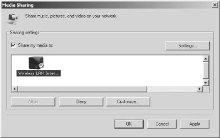 Přehrávání hudby z PC Připojte PC do sítě. Ujistěte se, že je internetové rádio zapnuté a připojené ke stejné síti. Otevřete UPnP platformu Windows Media Player (11 nebo novější).