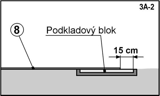 od konce bloku (obr. 3A-2). c. Na obou koncích všech pásů [8] připevněte svorku šikmé podpěry [16] v poloze podle obrázku 3A-3. Připevněte ji čtveřicí šroubů [21] a matic [10].