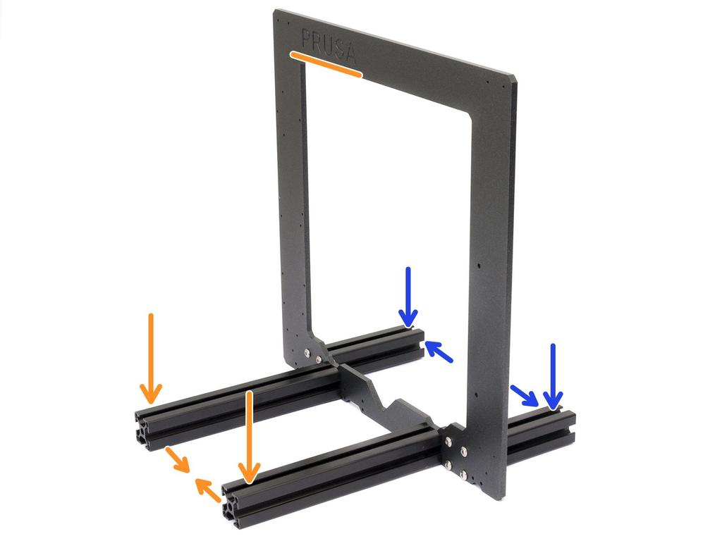 Step 5 Rám YZ - závěrečná kontrola Dříve než pokročíme k dalším krokům, JE DŮLEŽITÉ ZKONTROLOVAT, že jsou extruze na správné straně rámu.