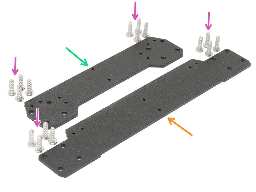 Step 6 Osa Y: přední a zadní deska Pro montáž desek si připravte následující komponenty: Přední deska (1x) Zadní deska (1x) Šroub M5x16r (16x)