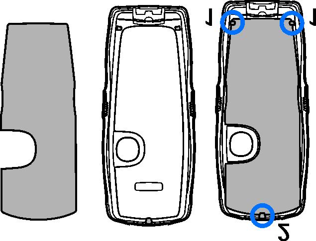 Výmìna vystøihovacího krytu 1. Demontujte zadní kryt telefonu. Viz Výmìna krytù na stranì 24