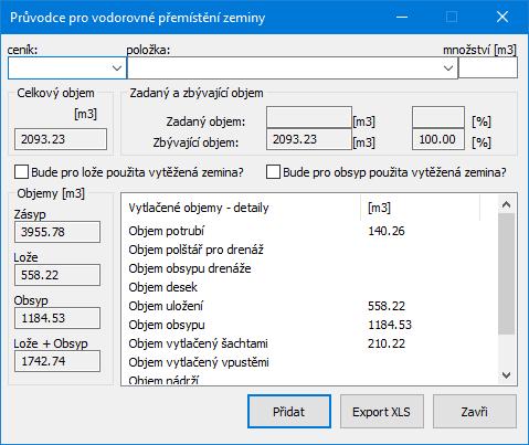 Obdobné jsou funkce dalších průvodců: pro stavění a odstraňování pažení, pro