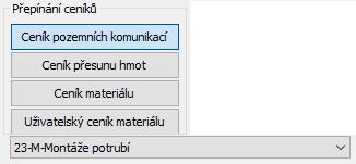 uživatelského ceníku materiálu (přidávají do seznamu specifikace).