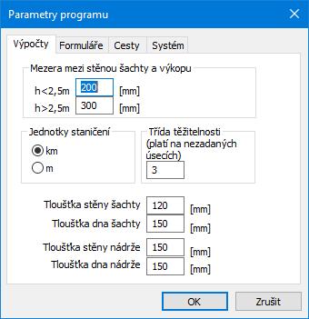 Kapitola 13 Parametry programu Jednotky staničení: Vnitřní výpočty délek probíhají v