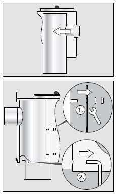 upevněte ji. NS 10: Zatlačte odtokové potrubí přes objímku dovnitř a dejte ho stranou.