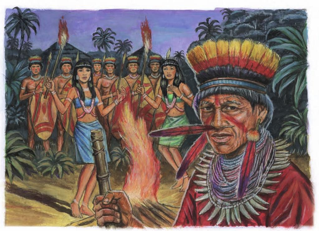 Kapitola 8 DOMORODCI Jakmile zapadne slunce, zapálený oheň dá skupině v lese znamení, aby se vrátila zpět do vesnice. Tam se postaví přímo proti řadě tvořené těmi, kteří ve vesnici zůstali.
