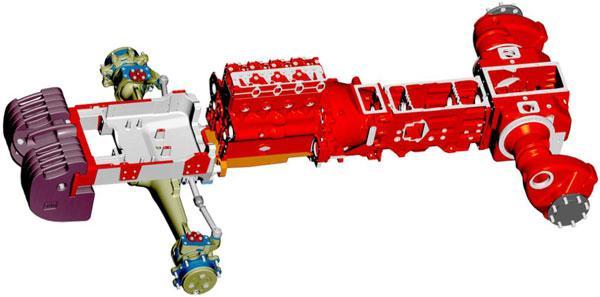 3.2.3 Podvozek traktoru Nosnou částí traktoru je tzv. podvozek. Ten je tvořen ze všech mechanismů umožňující jízdu a řízení traktoru.