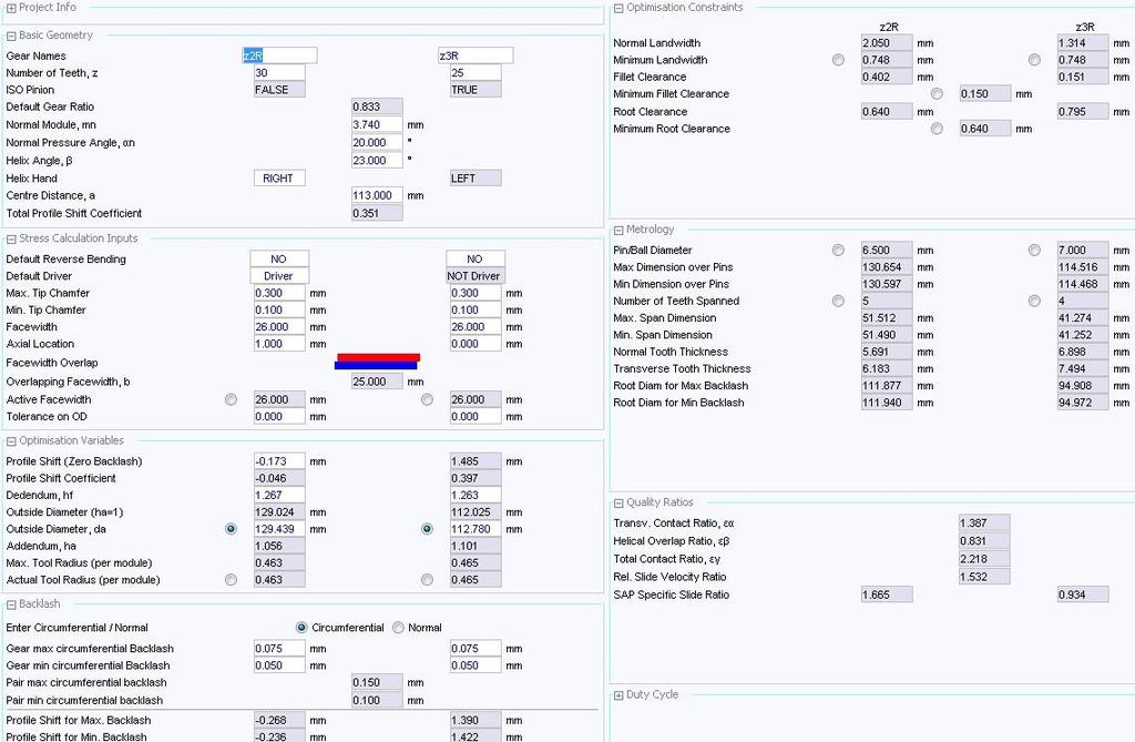 9.7 Výpočet ozubených kol Pro návrh a výpočet ozubených kol dělící a reverzační převodovky je použit Software GEAR od společnosti Ricardo s.r.o. Výpočet lze provádět buď podle normy ISO 6336 (norma pro výpočet únosnosti čelních ozubených kol s přímými a šikmými zuby) nebo lze použít zjednodušený výpočet společnosti Ricardo s.